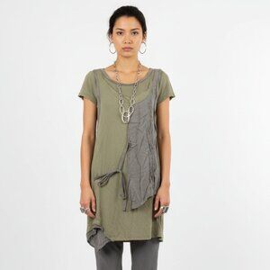 Beverly’s Green & Gray Short Sleeve Panel Tie Tee Shirt M